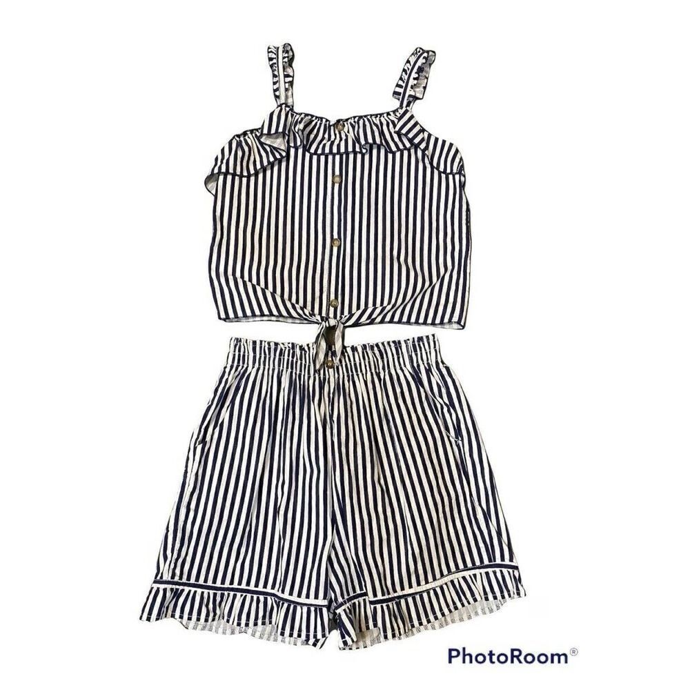 Poof Girl Girls' 2-Piece Striped Shorts Set Girls Large